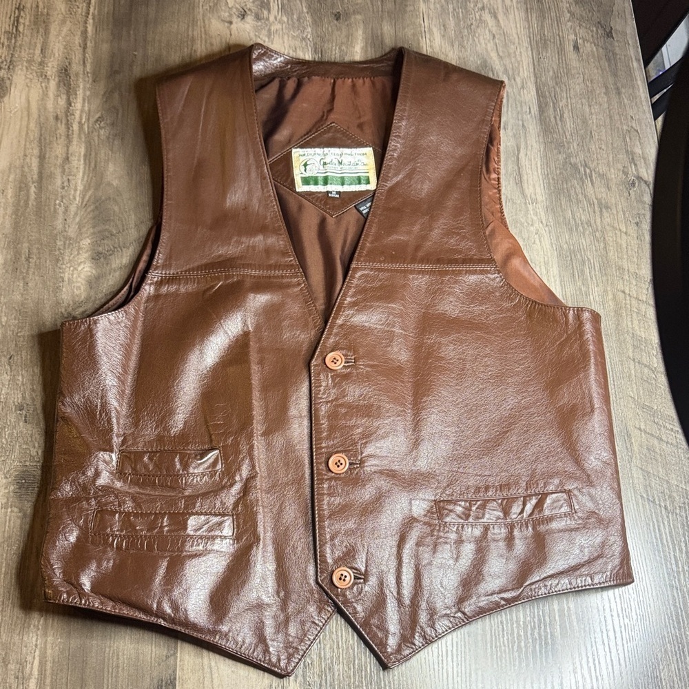 Vintage Gander Mountain Brown Leather Vest